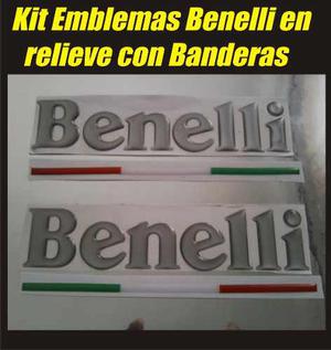 Kit Emblemas Benelli Con Banderas Para Tanque Rk6 Tnt Caffe