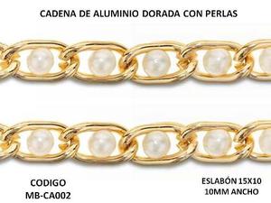 Cadena De Aluminio Dorada Con Perlas/ Material Bisuteria