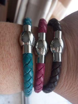 Pulseras De Cuero.con Cierre Magnetico