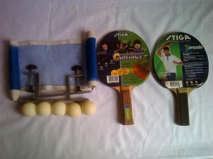 Set De Raquetas De Ping Pong Con Malla, Parales Y 5 Pelotas