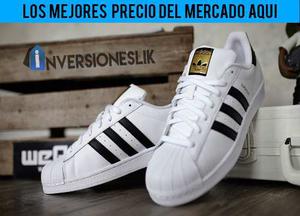 Adidas Super Star Blanco Negro Dorado Originales
