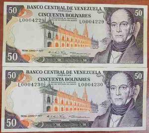 (En Venezuela) Difíciles Billetes 50 Bs  Seriales Bajo