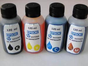 Kit De Tintas 4 Colores Epson Y Hp De 120ml Certificada