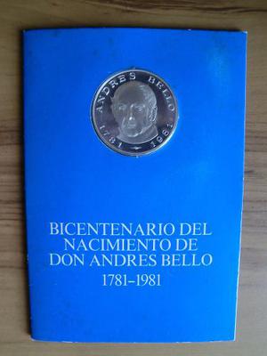 Moneda De Plata Del Nacimiento De Don Andrés Bello
