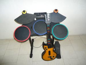 Bateria Guitarra Alfombra Y Volante Para Nintendo Wii