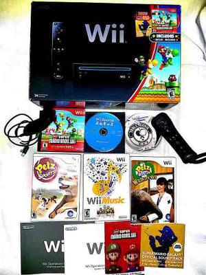 Wii Nintendo Super Mario Bros Original Negro + Juegos