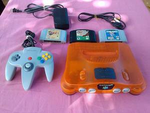 Nintendo 64 Edicion Fire Orange+control Y 3 Juegos