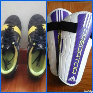 Zapatos De Fútbol Adidas, Canilleras Adidas Y Taconera Rs21