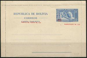 1947 Bolivia: Entero Postal Sobrecargado