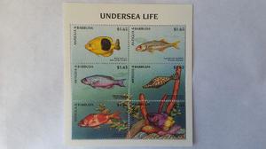 Estampilla Antigua & Bermuda 1998 Peces 6 Val En Mint Sheet
