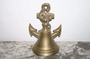 Excelente Campana Bronce Antiguo Naval Barco Ancla Mar