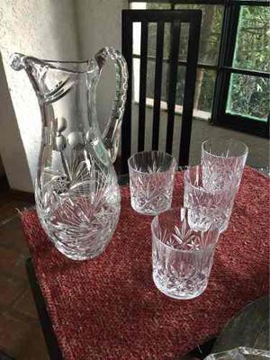 Jarra De Cristal Con Vasos Oferta