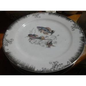 Plato De Porcelana Marca Bavaria Con Dibujo Central De Peces