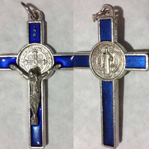Cristo Con Medalla San Benito Abad Alpaca Ital. 5,5cm