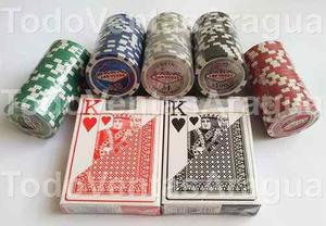 100 Fichas Las Vegas Nevada Poker + 02 Mazos Cartas Fournier