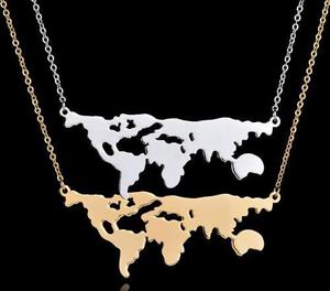 Collar Mundo Dije Mapa Corazón Viaje Mujer Viaje Chocker