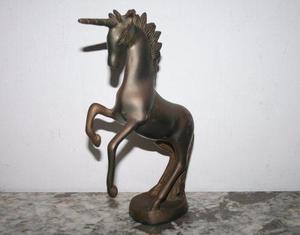 Excelente Escultura Bronce Unicornio Antiguo Caballo Corcel