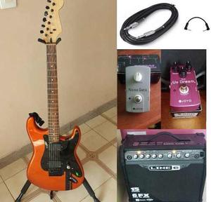 Combo Squier Ampli Line 6 Pedales Joyo Y Cables