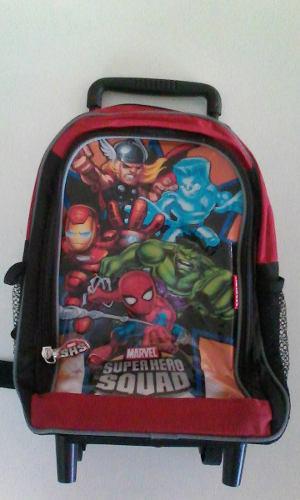 Maleta Escolar Marvel Squad Heroes Pequeña Rueditas Niños