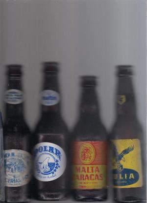 Lote De 4 Botellas De Malta Polar,malta Caracas Y Zulia.