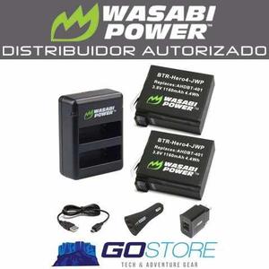 Gopro Kit De Cargadores +2 Baterías Wasabi Para Hero 4
