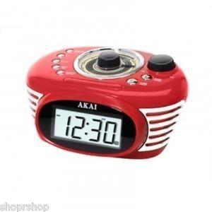 Radio Reloj Despertador Akai Tipo Retro Color Rojo Nuevos