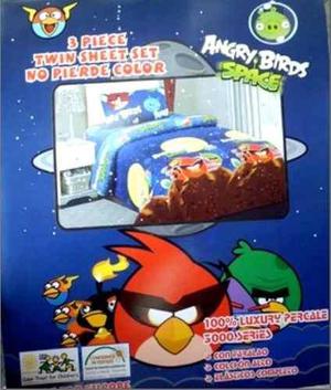 Sabana Infantil 3 Piezas Angry Birds Space