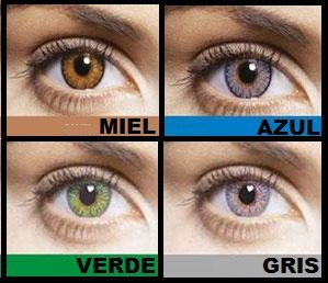 Lentes De Contacto Cosmeticos Ambar Gris Azul Y Verde
