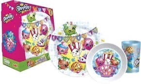 Shopkins Set De 3 Piezas, Plato, Bowl Y Vaso,libre De Bpa