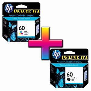 Combo De Cartuchos Hp 60 Negro Y Tricolor Originales Mt2