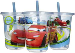 Set De 3 Vasos De Cars Niños Original Disney