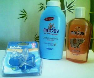 Combo De Talco Colonia Melody Y Chupón Para Bebe