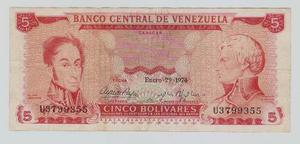 Billete De 5 Bs, De  La Letra Mas Super Dificil