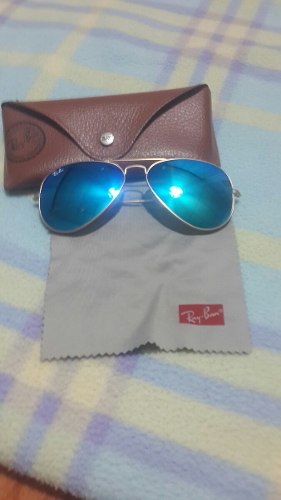 Lentes Rayban Aviador Vidrios De Espejo Azules