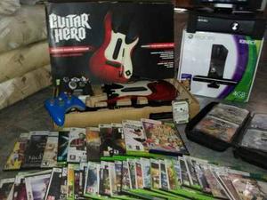 Xbox 360 Slim +34gb+3controles+kinect+guitarra Gitar Hero