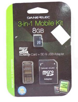 Memoria Micro Sd Dane-elec 8gb 3en1 Clase 10 Usb Adaptador