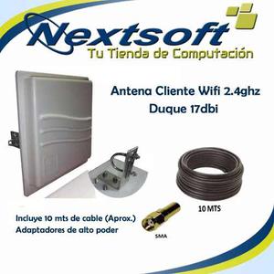 Antena Cliente Wifi Duque 17dbi 2.4ghz Con Cable Nextsoft