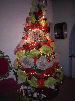 Arbol De Navidad Con Full Adornos 2,20mt Y Pie De Arbol
