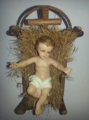 Niño Jesus 11 X 9 Cm Con Cuna - Pieza De Escultor En Resina