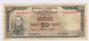 Dificil Billete 50 Bolivares 