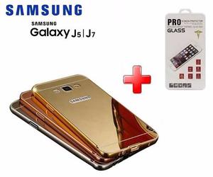 Forro Estuche Lujo Espejo Samsung J5 J7 + Vidrio Templado