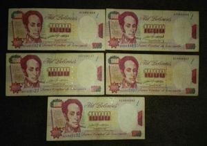 Lote 5 Billetes , Primera Edición Con Error