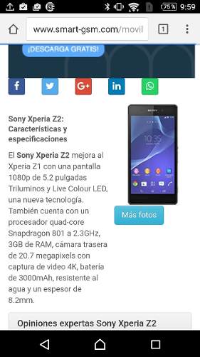 Sony Xperia Z2 Liberado Lte D