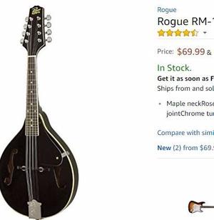 Mandolina Rogue Rm-100a A-style Mandolin Black Nueva