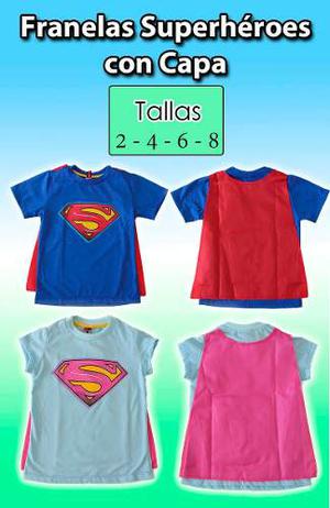 Franela Superhéroes Con Capa Para Niños Y Niñas