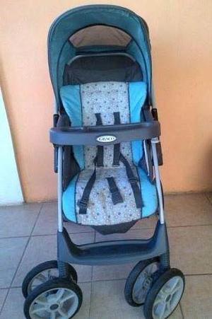 Coche Graco Con Porta Bebes, Gris Con Azul Claro