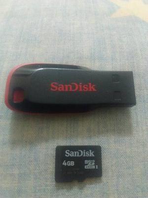 Pendrive 8 Gb Marca Sandisk + Memoria 4gb