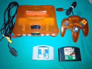 Nintendo 64 Edicion Especial Fire Orange Con 2 Juegos