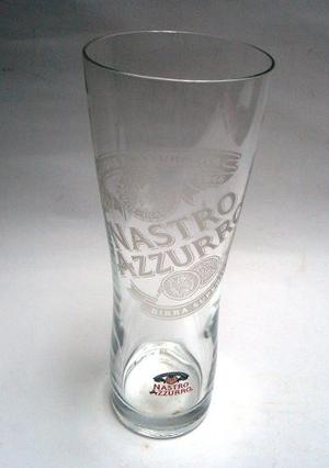 Vaso Alto Cristal Transparente Nastro Azzurro Letras Opacas