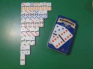 Juego Domino Profesional,caja Metalica,piedras De Colores